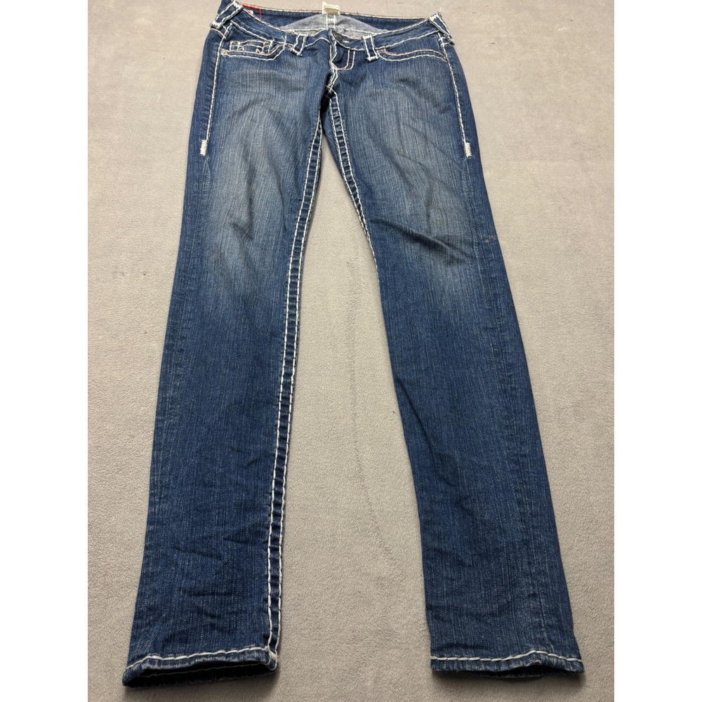 True Religion Billy Super T Jeans Blue Contrast Stitch Straight Leg USA Size 29